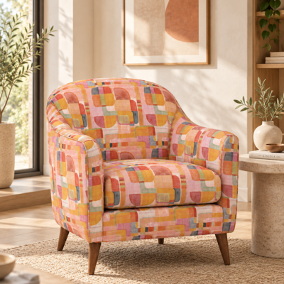 Fauteuil graphique aux tons lumineux