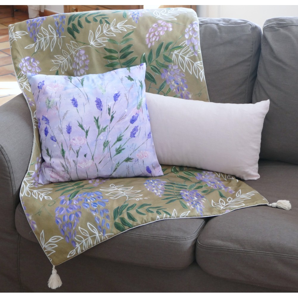 Housse De Coussin Laura Ashley - Tissu œuf De Canard Motif Baroque - 25x25 Cm