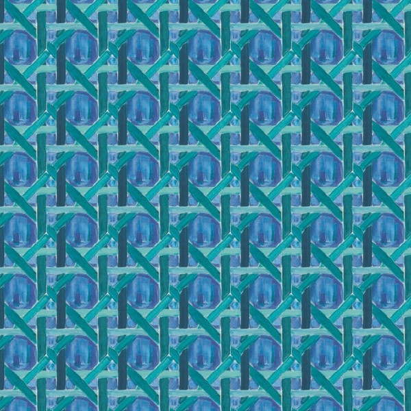 Carré tissu tapissier popeline 100% coton motif Cannage bleu