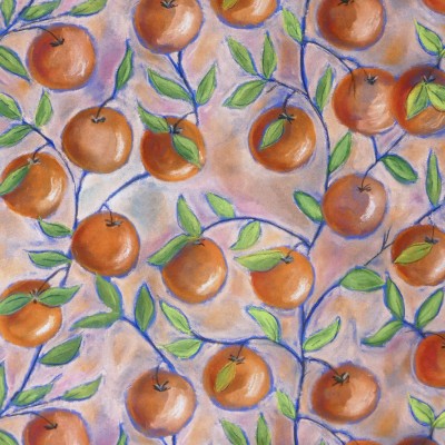 Carré tissu tapissier popeline 100% coton motif Orangeade