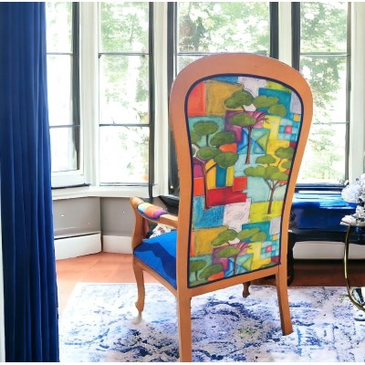 Fauteuil réalisé avec le tissu Pinède en suédine velours