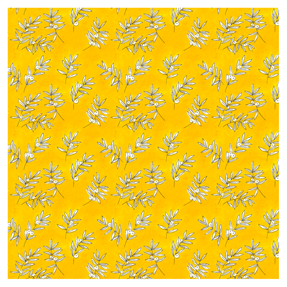Tissu Olivette jaune – motif imprimé sur suédine velours et popeline de coton