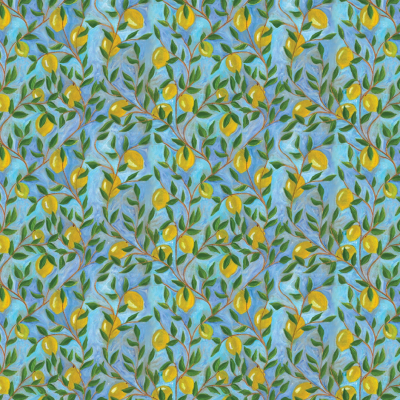 Tissu Citronnade – motif floral imprimé sur suédine velours et popeline de coton