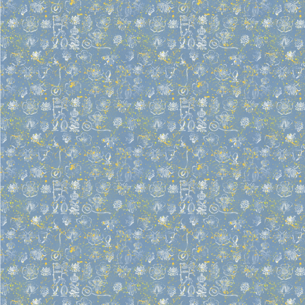 Tissu Botanica bleu – motif floral imprimé sur suédine velours et popeline de coton