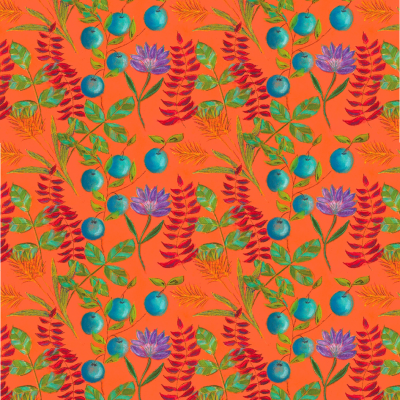 Tissu Aubanel – motif végétal imprimé sur suédine velours et popeline de coton