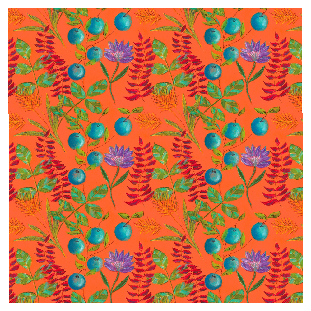 Tissu Aubanel – motif végétal imprimé sur suédine velours et popeline de coton