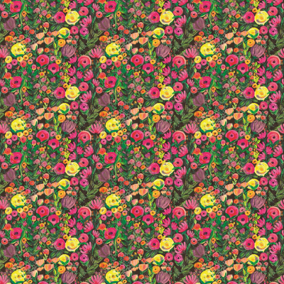 Tissu Folie – motif floral imprimé sur suédine velours et popeline de coton