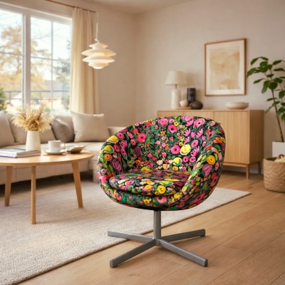 Fauteuil réalisé avec le tissu Folie en suédine velours