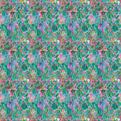 Tissu Eden – motif végétal luxuriant imprimé sur suédine velours