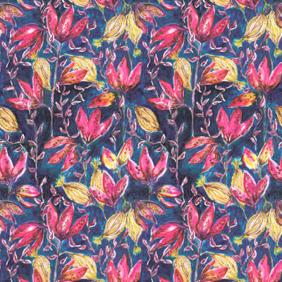 Tissu Bali – motif floral imprimé sur suédine velours