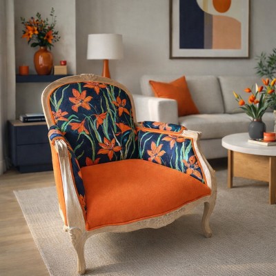 Fauteuil réalisé avec le tissu Lys en suédine velours