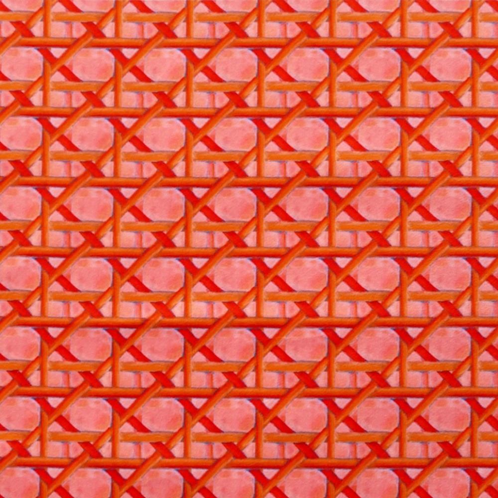 Détail du motif et de la texture du tissu Cannage corail