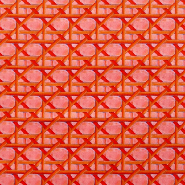 Détail du motif et de la texture du tissu Cannage corail
