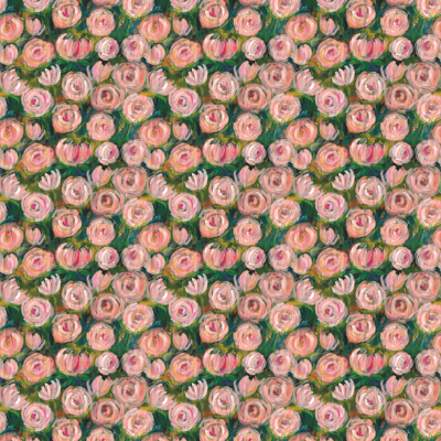 Tissu Rosy rose – motif floral imprimé sur suédine velours