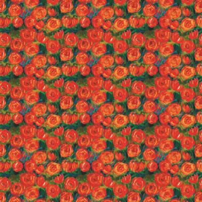 Tissu Rosy rouge – motif floral imprimé sur suédine velours