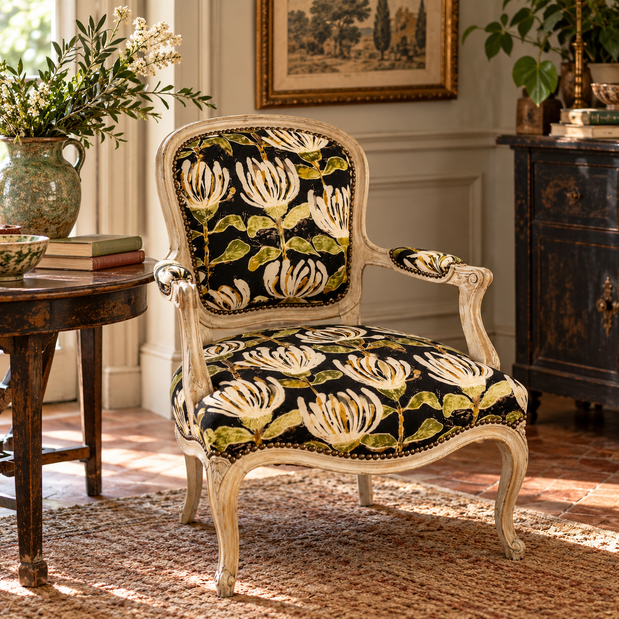 Fauteuil tissu suédine Flora